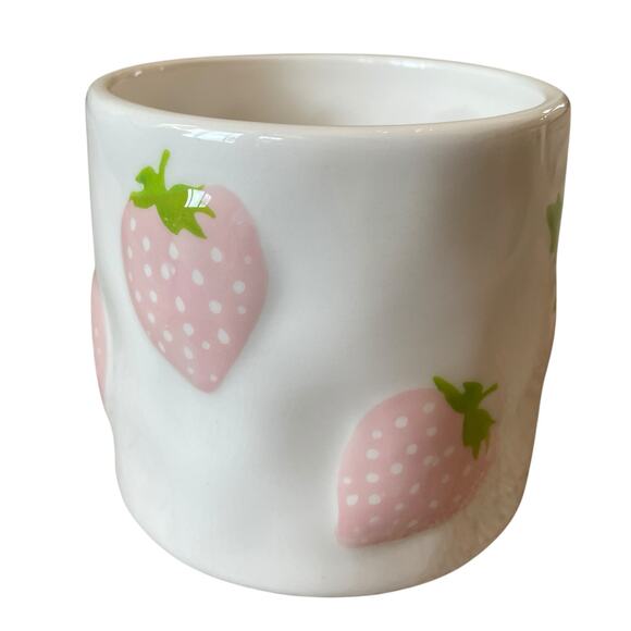 Lang Hand Painted PINK STRAWBERRY Ceramic Coffee Tea Mugs Set of 2 New - Picture 10 of 10